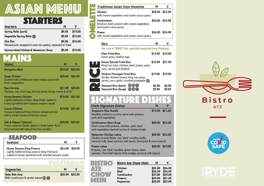 Local Bistro, Menu Available Online Now - Club Ryde